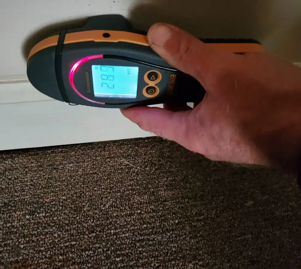 Moisture detection at baseboard during Mold Inspection & Testing in Rocky Hill